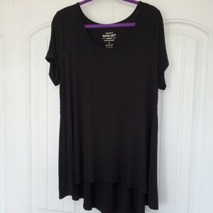 Torrid Supersoft Knits Black Hi Low Tunic Short Sleeve Size 1X